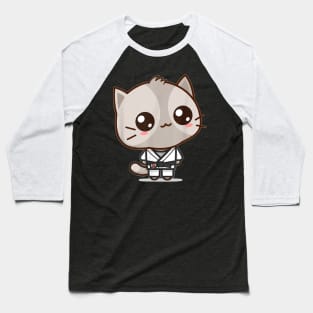 Brazilian Jiu Jitsu Black Belt Combat Sport Cute Kawaii Cat Baseball T-Shirt